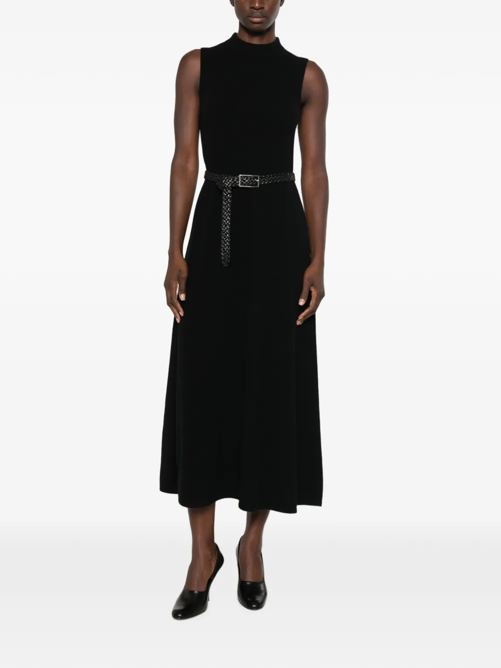 Le Petit Pulle Mouwloze midi-jurk Zwart