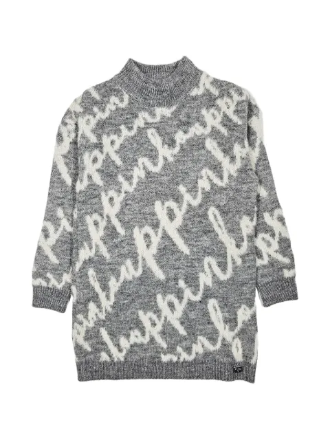 Pinko Kids logo-intarsia knitted mini dress