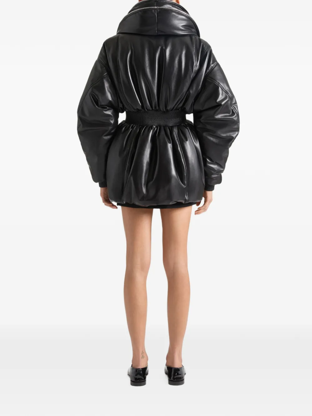 Givenchy Hourglass leren bomberjack met sjaalkraag met rits Zwart