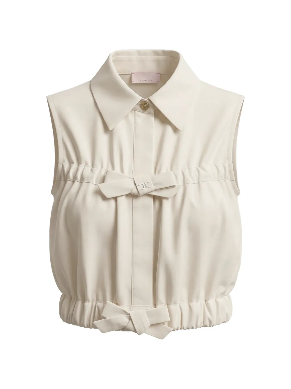Elisabetta Franchi Kids Camicia smanicata con fiocco - Bianco