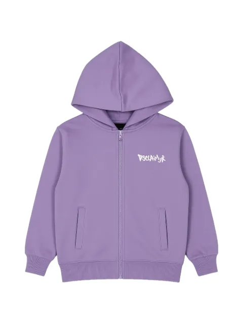 DISCLAIMER logo-print zip-up hoodie