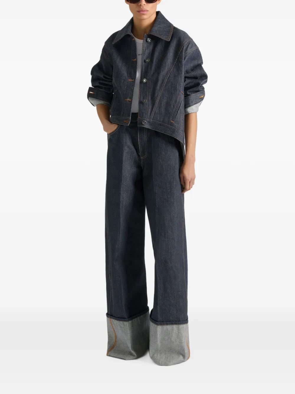 Givenchy Trapeze denim jack met rafeling Blauw