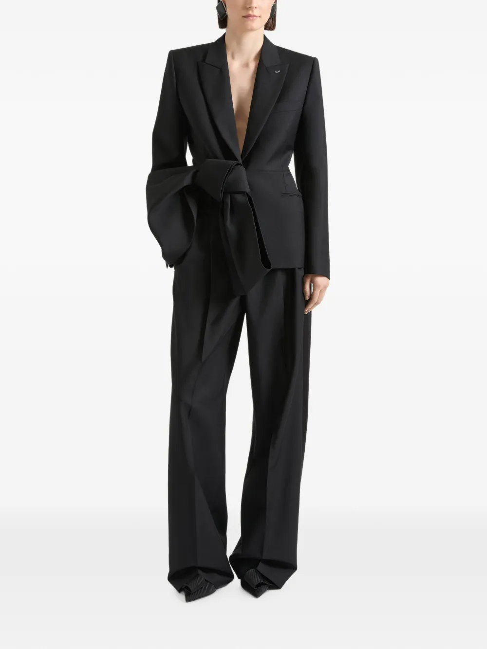 Givenchy Jack van wol en mohair met strik en enkele rij knopen Zwart