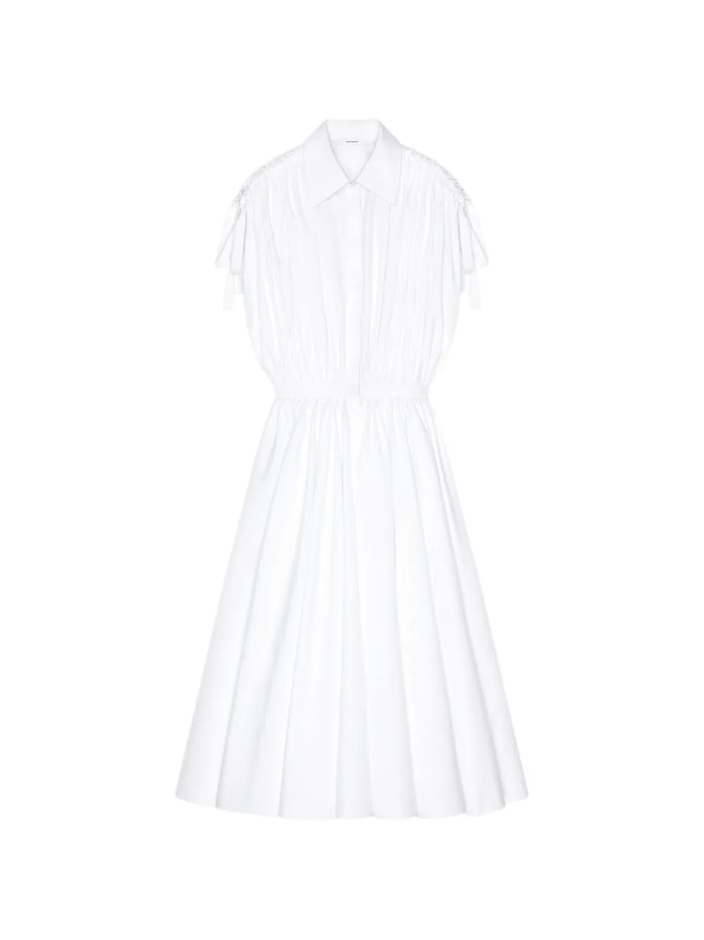 Givenchy ruched poplin shirt midi dress - Bianco