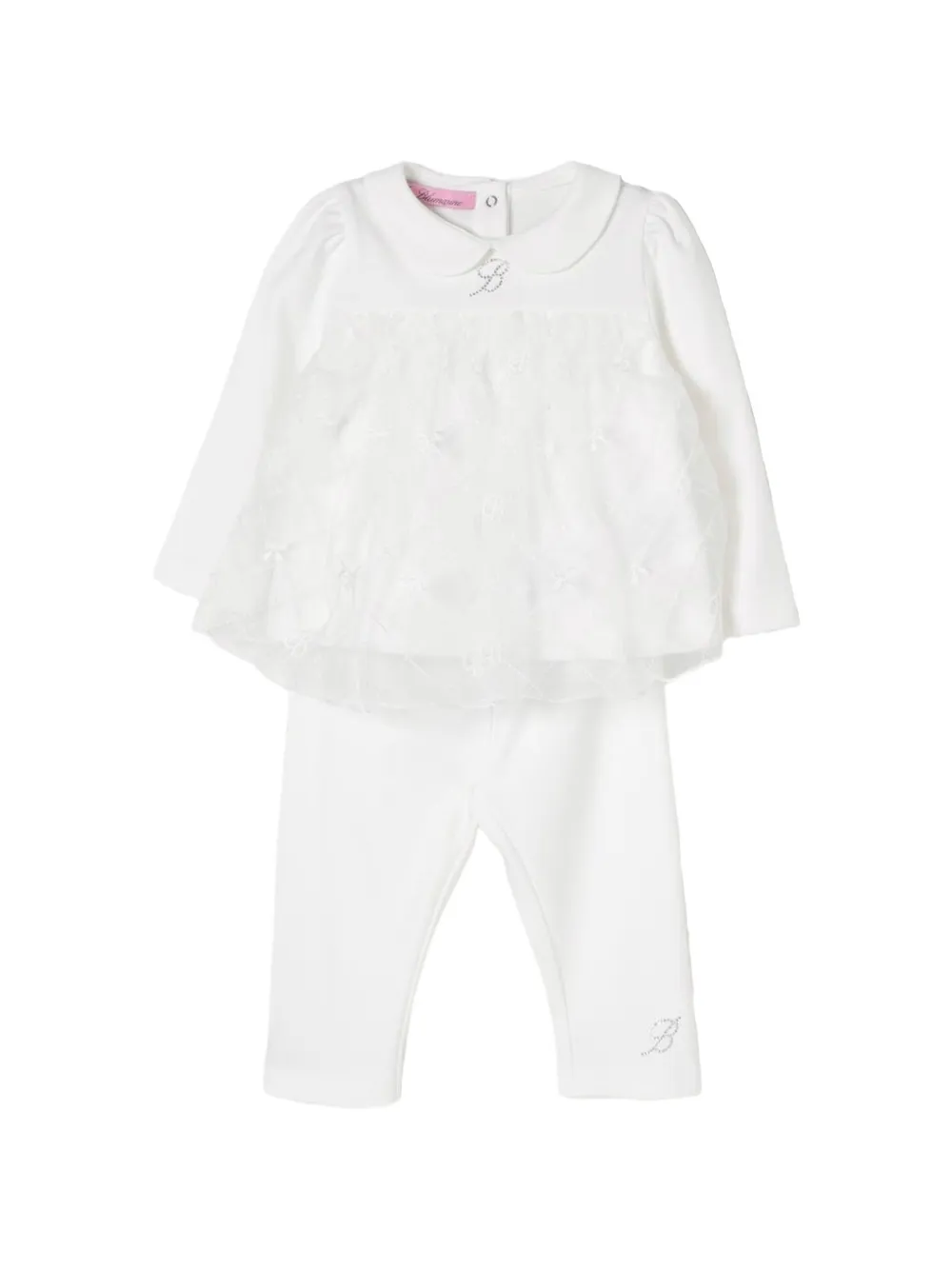 Blumarine Set colletto Peter Pan con strato in tulle - Bianco