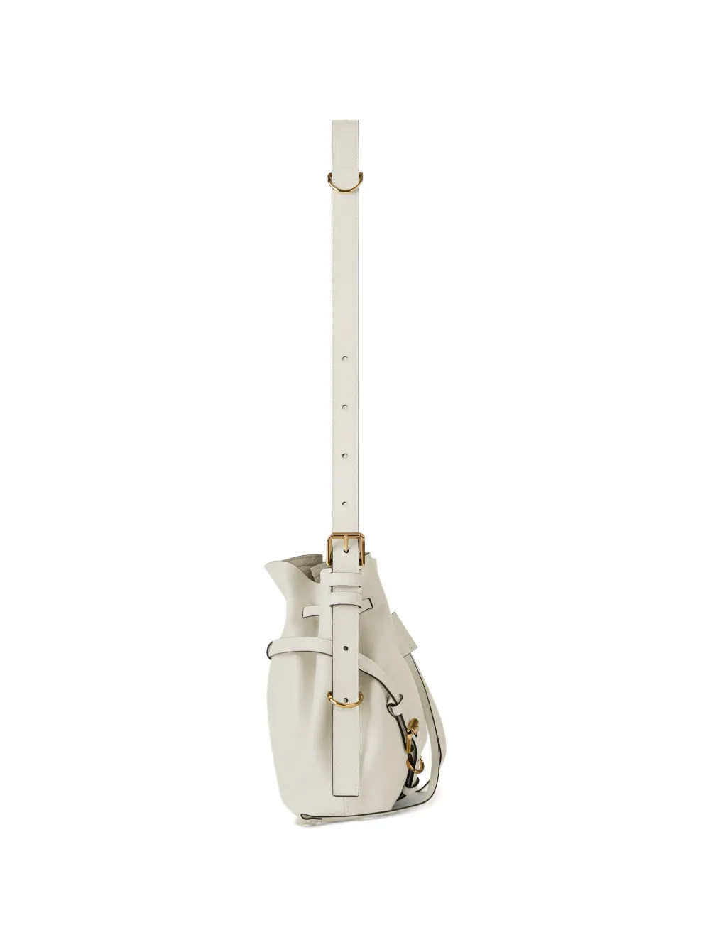 Givenchy Small Voyou Bucket Bag in Shiny Leather in White, view 4