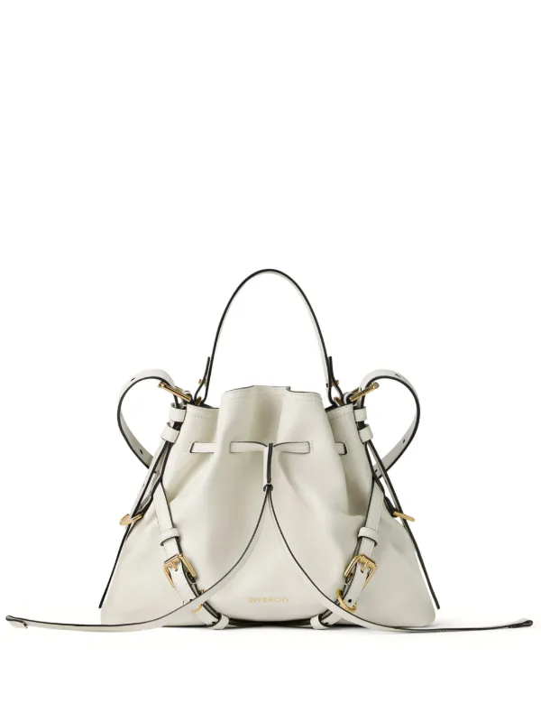 Givenchy Small Voyou Bucket Bag in Shiny Leather in White
