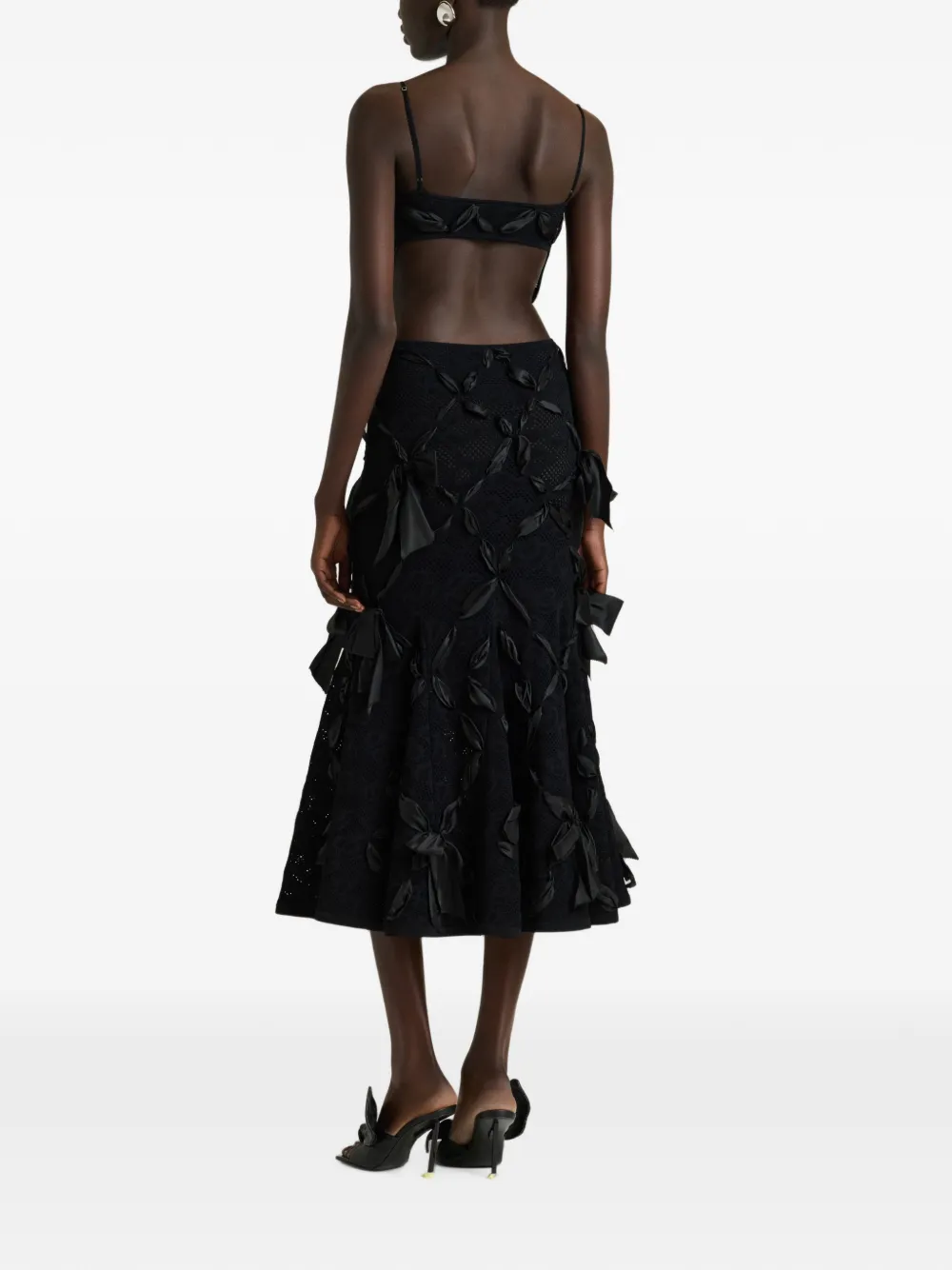 Givenchy Sliced maxi-jurk met luipaard-kant en strikken Zwart