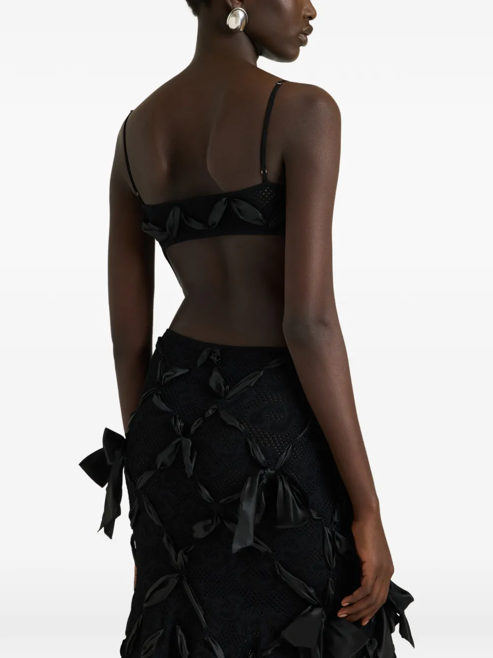 Givenchy Sliced maxi-jurk met luipaard-kant en strikken Zwart