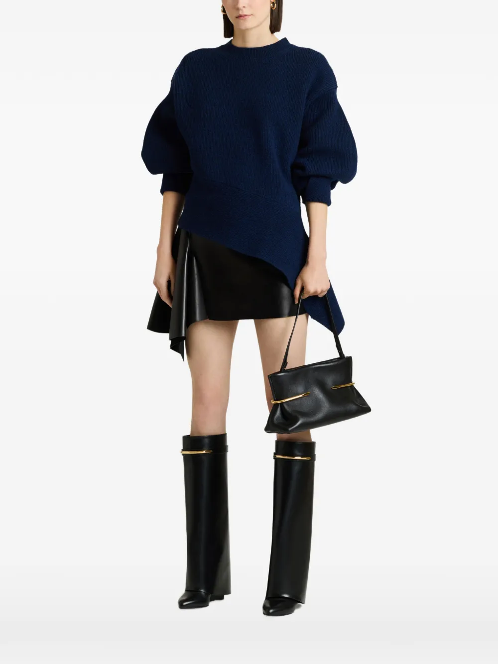Givenchy Asymmetrische ribgebreide trui Blauw