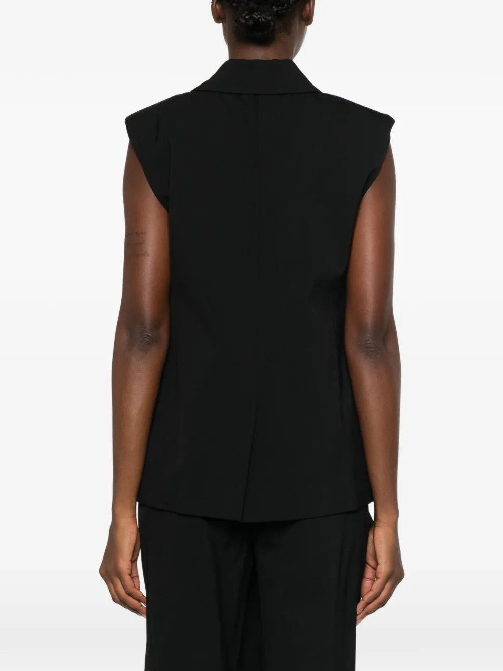 LE SULLY STUDIO Mouwloze gilet met enkele rij knopen Zwart