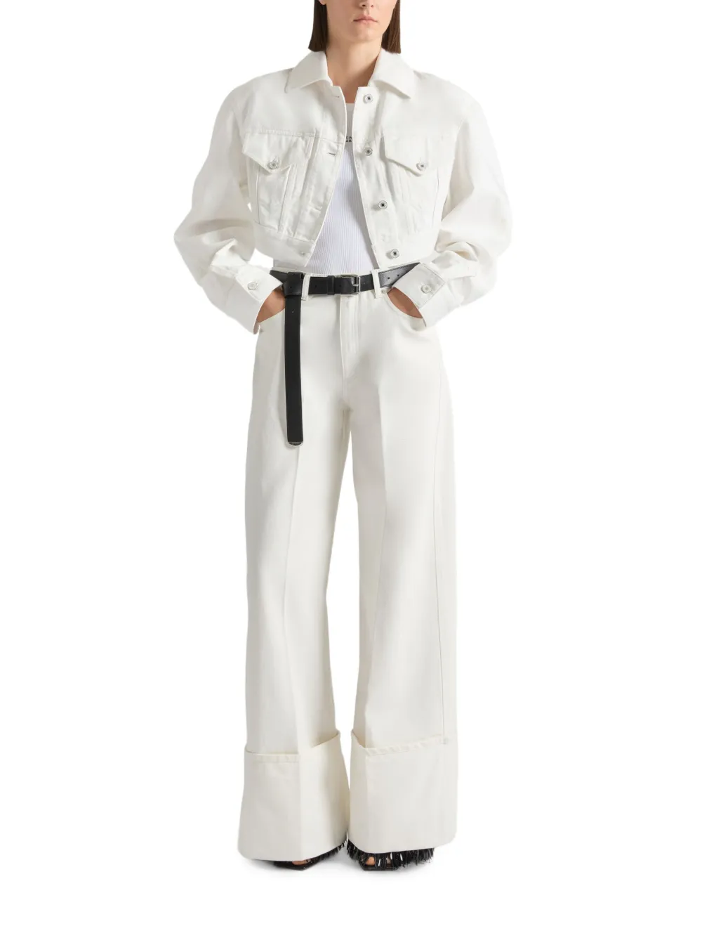 Givenchy Katoenen cropped jack met open rug Wit