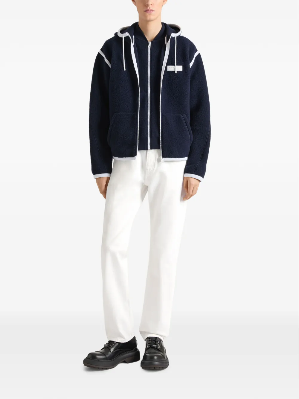 Givenchy Sleeveless fleece jacket with gros grain detail Blauw