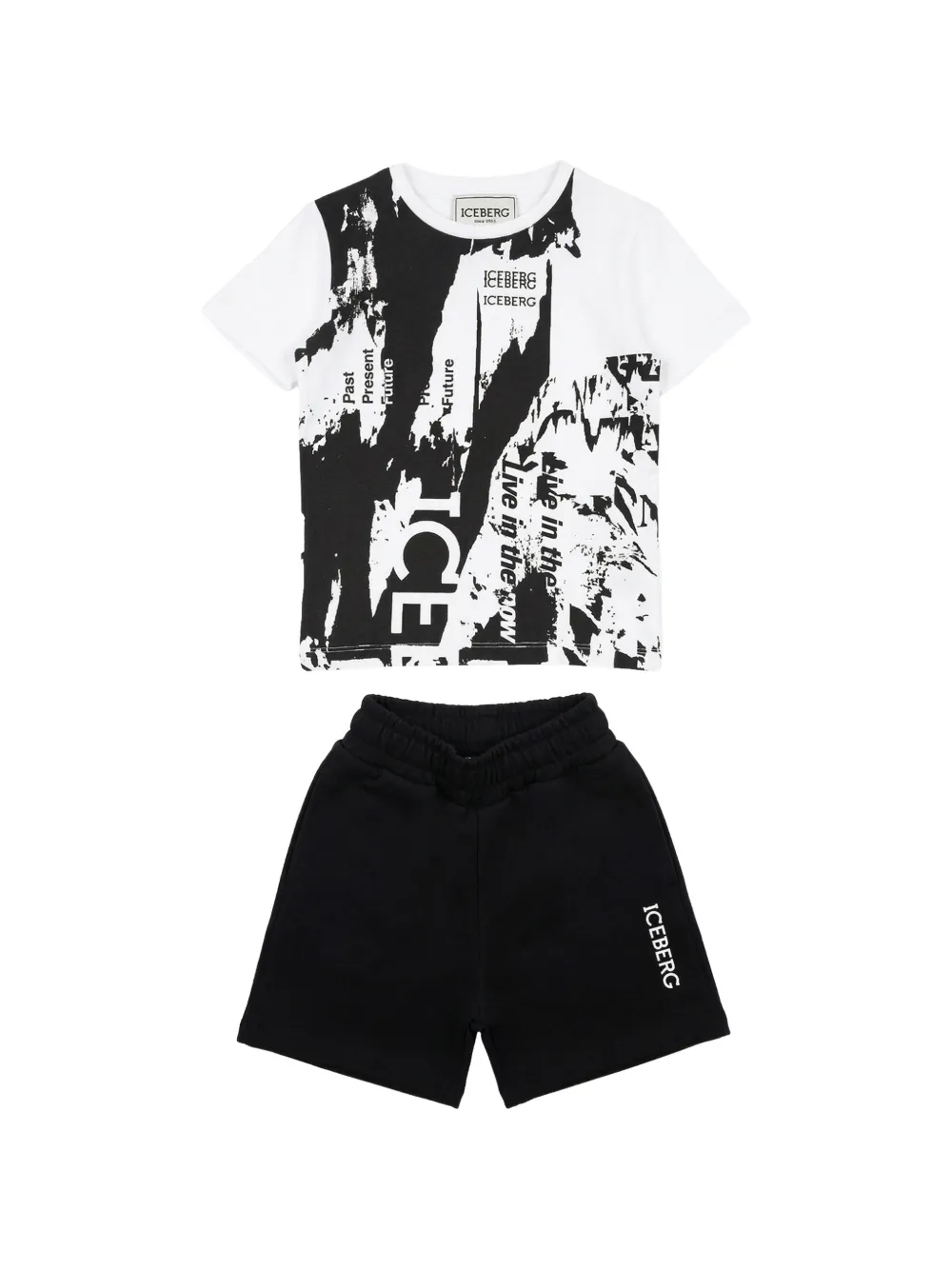Iceberg Kids Short-Set mit grafischem Print - Weiß