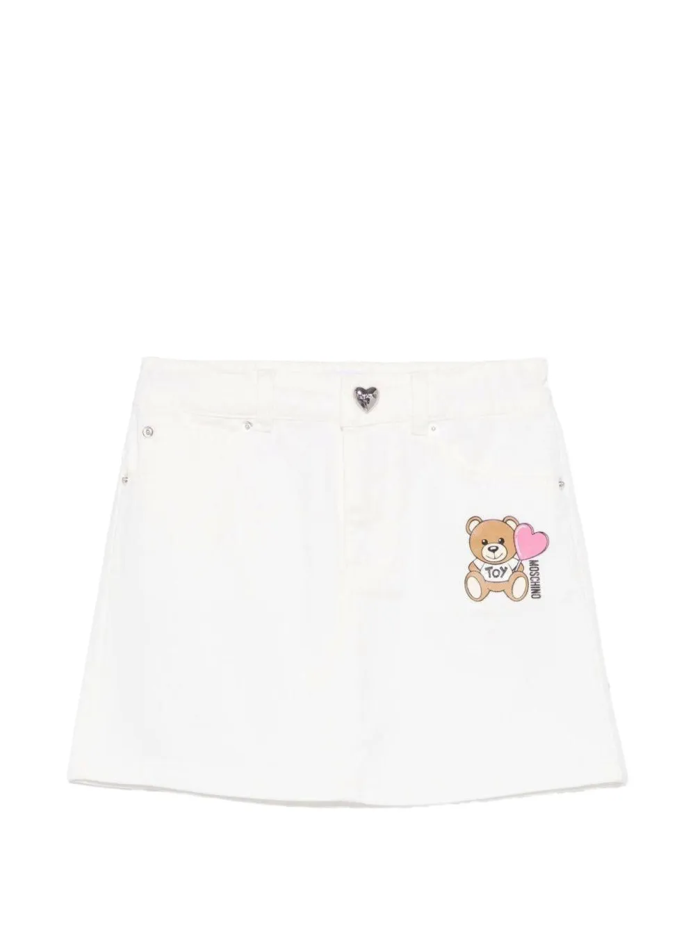 Moschino Kids Gonna in denim Teddy Bear - Bianco