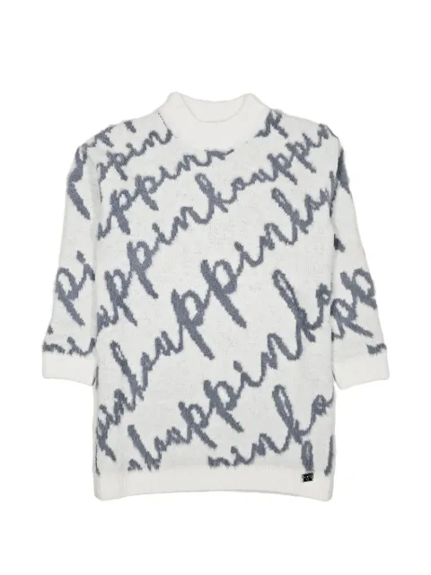 Pinko Kids logo-intarsia knitted dress