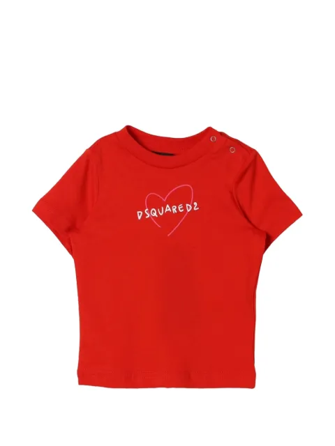 DSQUARED2 KIDS heart-print press-stud T-shirt