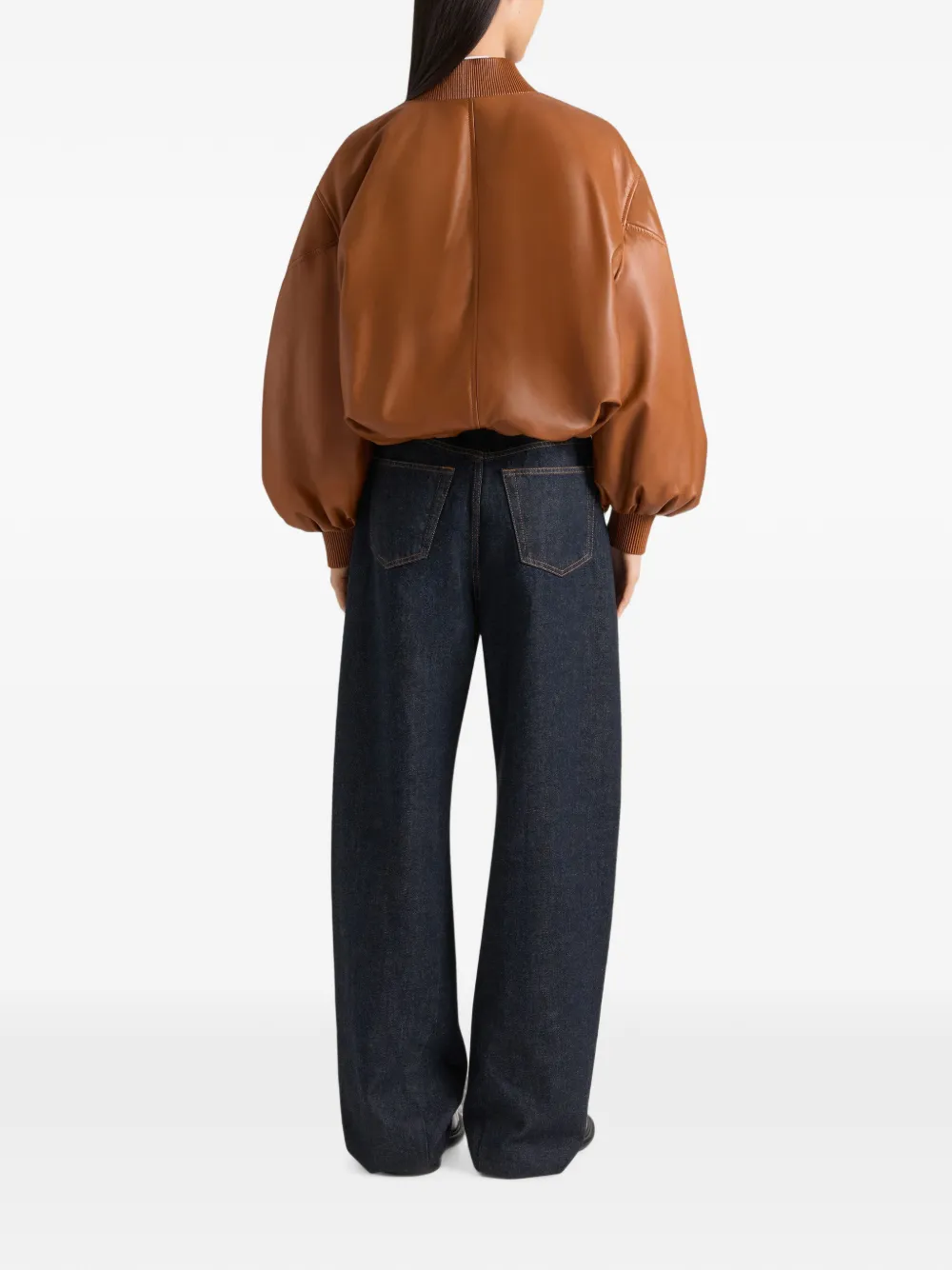 Givenchy Cropped Cocoon bomberjack van nappa leer Bruin