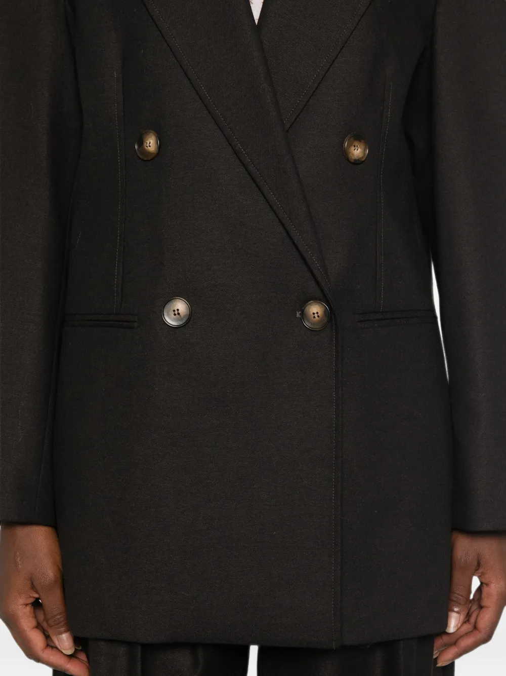 LE SULLY STUDIO Blazer met dubbele rij knopen en puntige revers Bruin