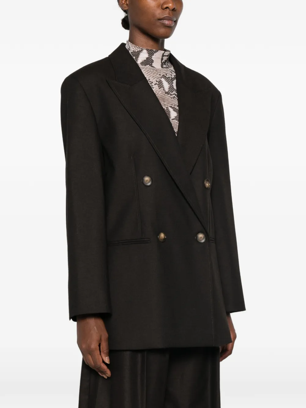 LE SULLY STUDIO Blazer met dubbele rij knopen en puntige revers Bruin