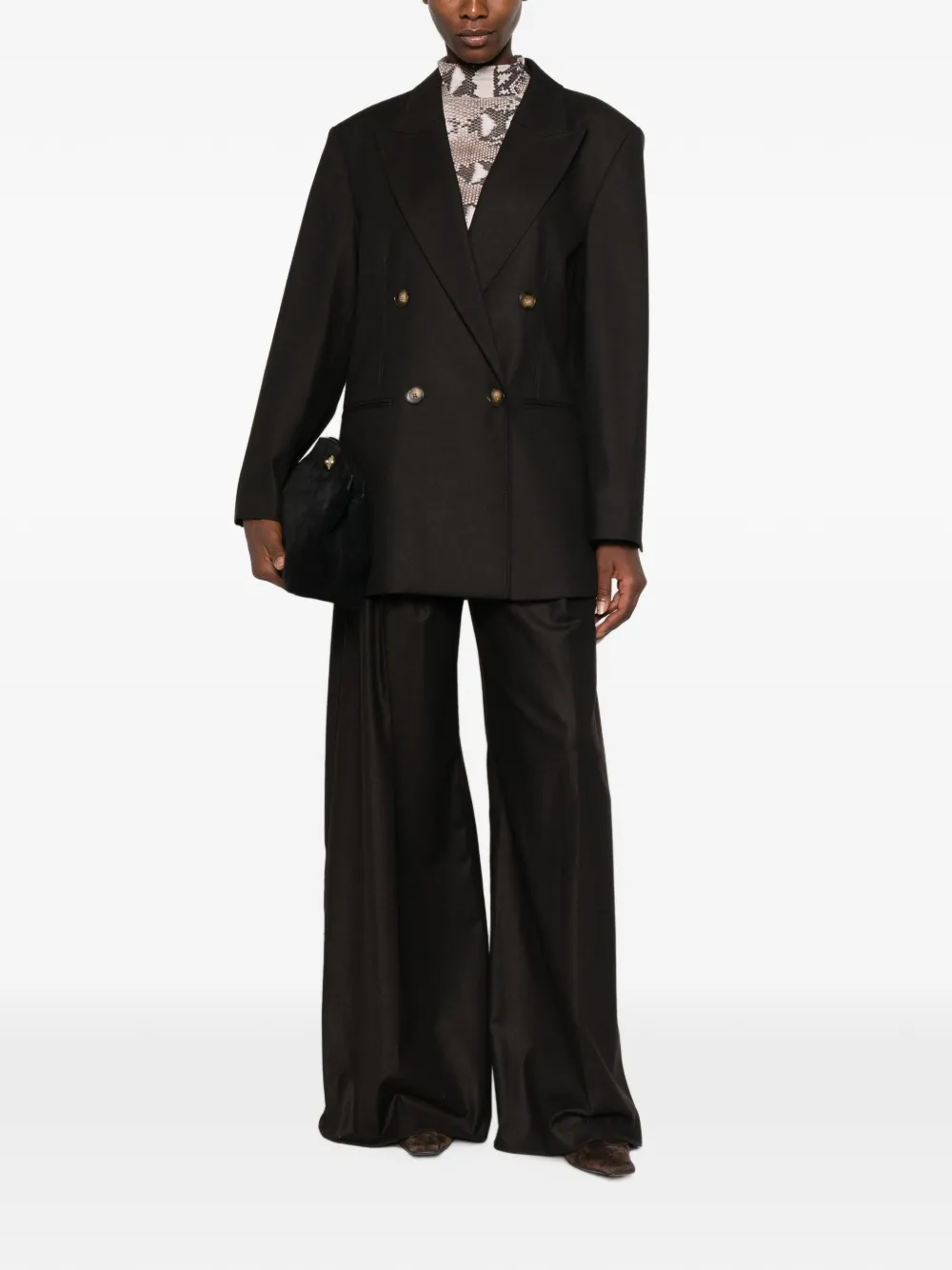 LE SULLY STUDIO Blazer met dubbele rij knopen en puntige revers Bruin