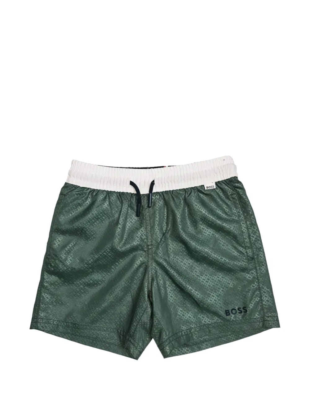 BOSS Kidswear Costume da bagno con monogramma e coulisse - Verde