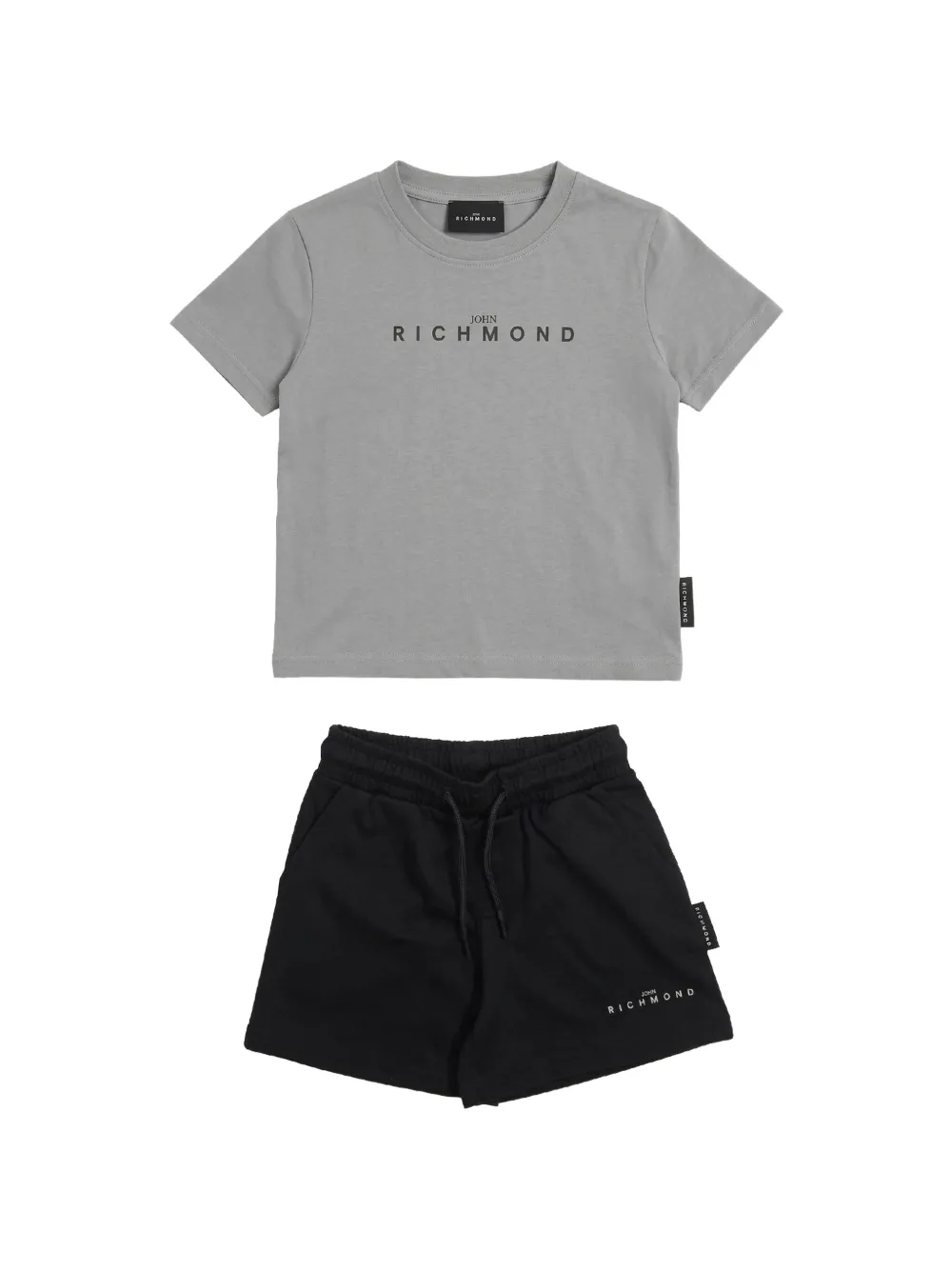 John Richmond Junior ensemble haut-short en coton à logo imprimé - Gris John Richmond Junior ensemble haut-short en coton à logo imprimé - Gris