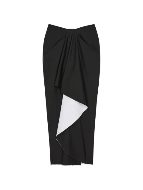Givenchy wrapped midi skirt in bonded wool and mohair