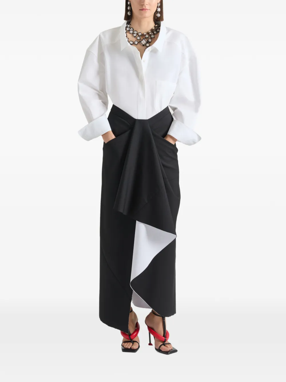 Givenchy Midi-wikkelrok van wol en mohair Zwart