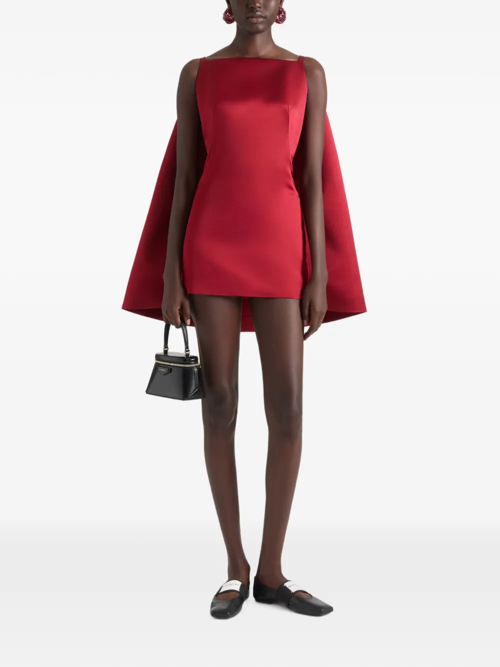 Givenchy Satijnen mini-jurk met cape Rood