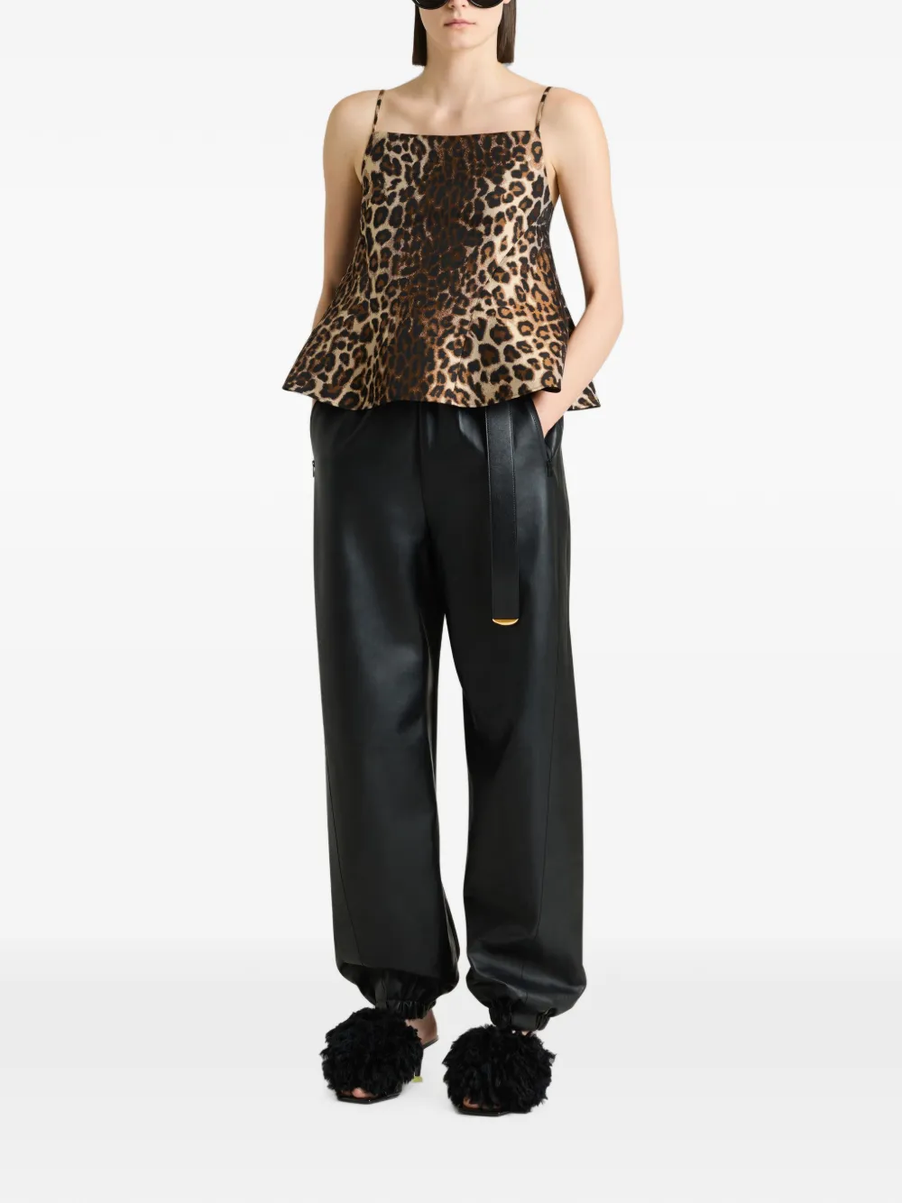 Givenchy Sliced top met luipaard-jacquard Bruin