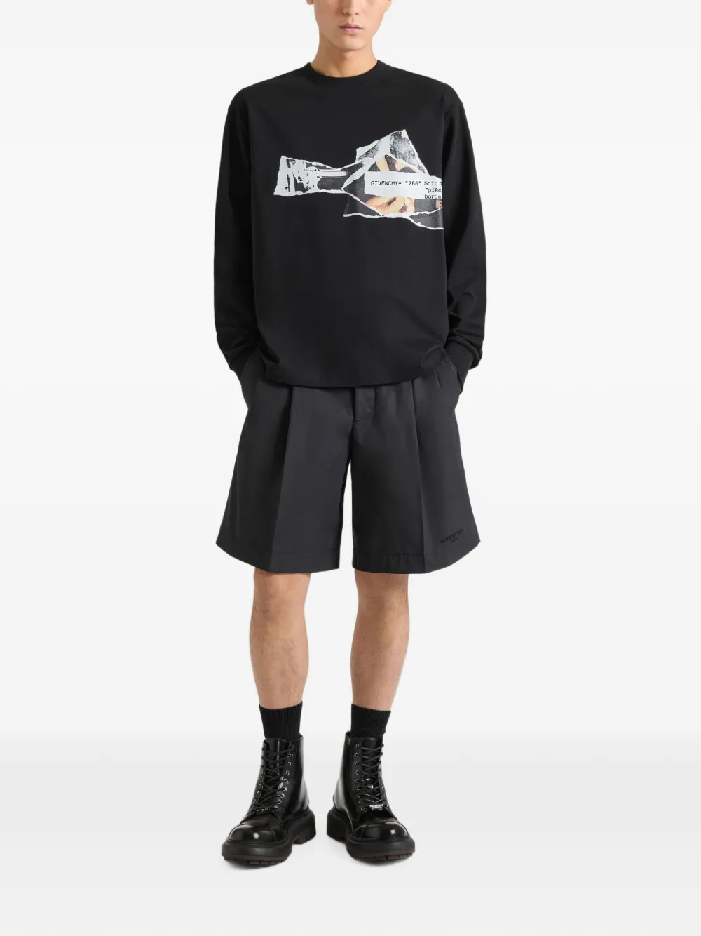 Givenchy Katoenen T-shirt met Ripped Papers-print Zwart