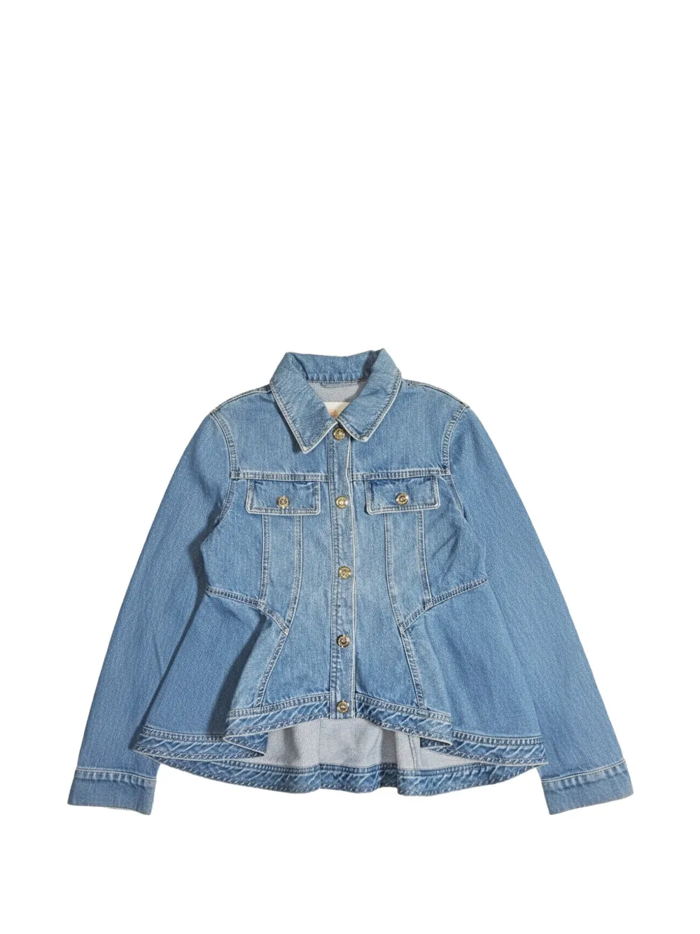 Elisabetta Franchi Kids Spijkerjack met peplum afwerking Blauw