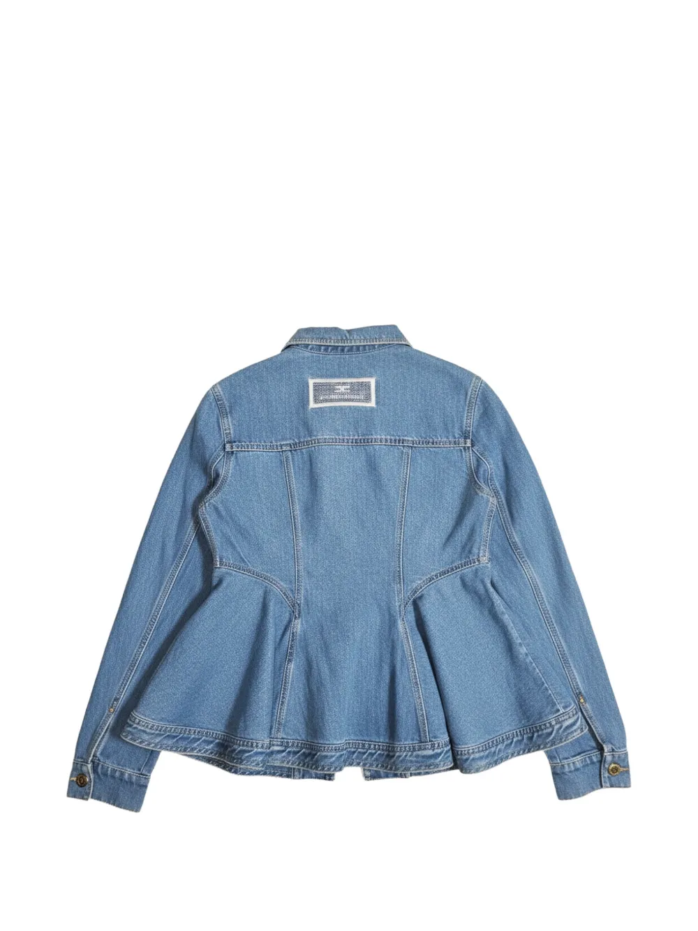 Elisabetta Franchi Kids Spijkerjack met peplum afwerking Blauw