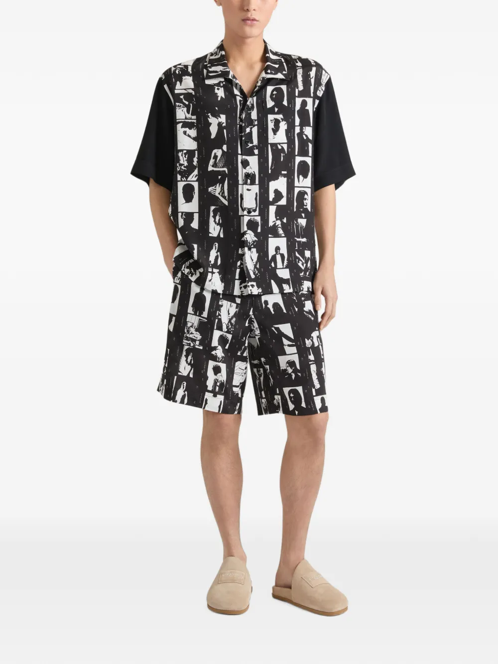 Givenchy Bermuda shorts met Photographic Negative-print Zwart