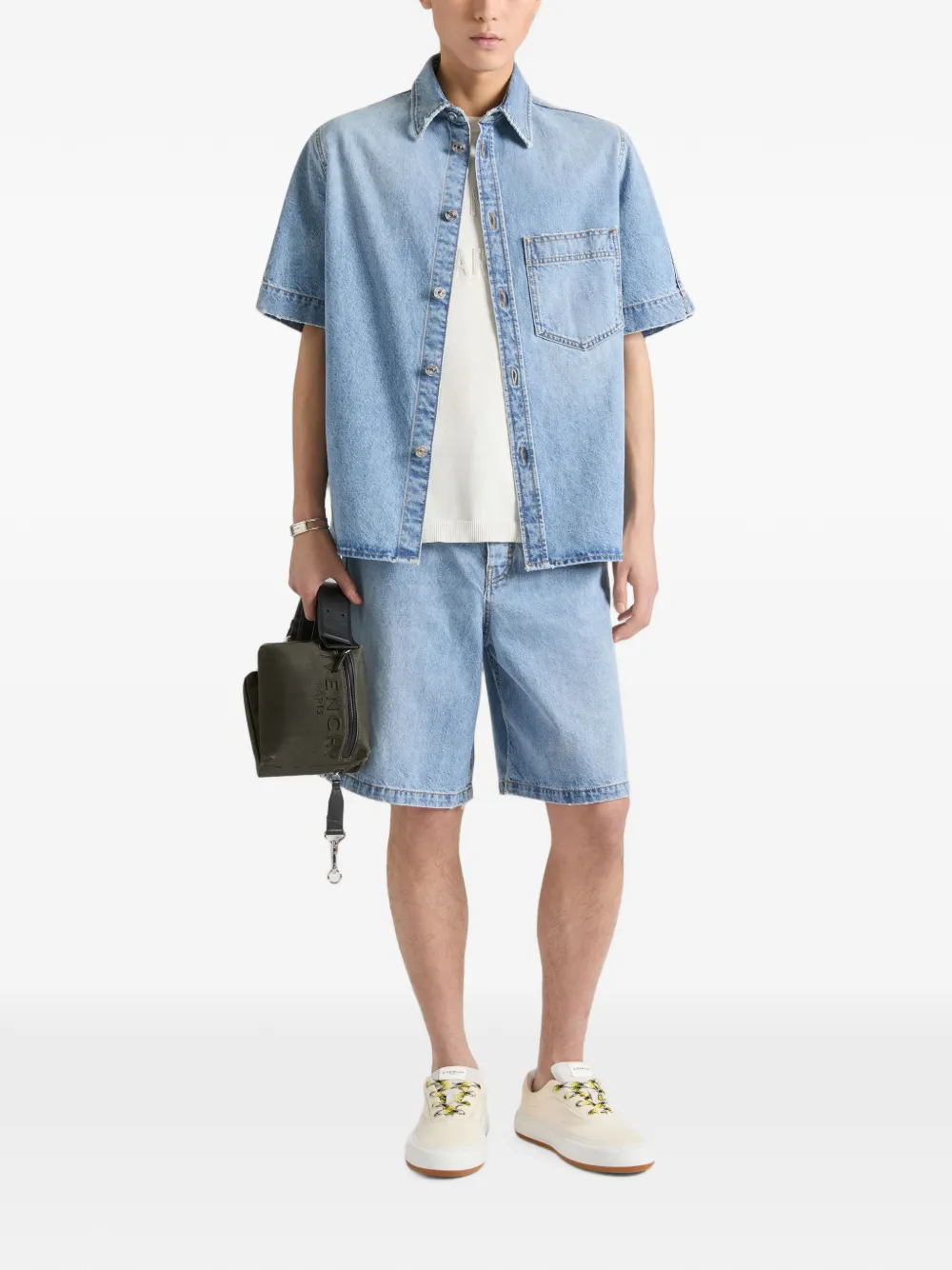 Givenchy Couture Seam denim bermuda shorts Blauw
