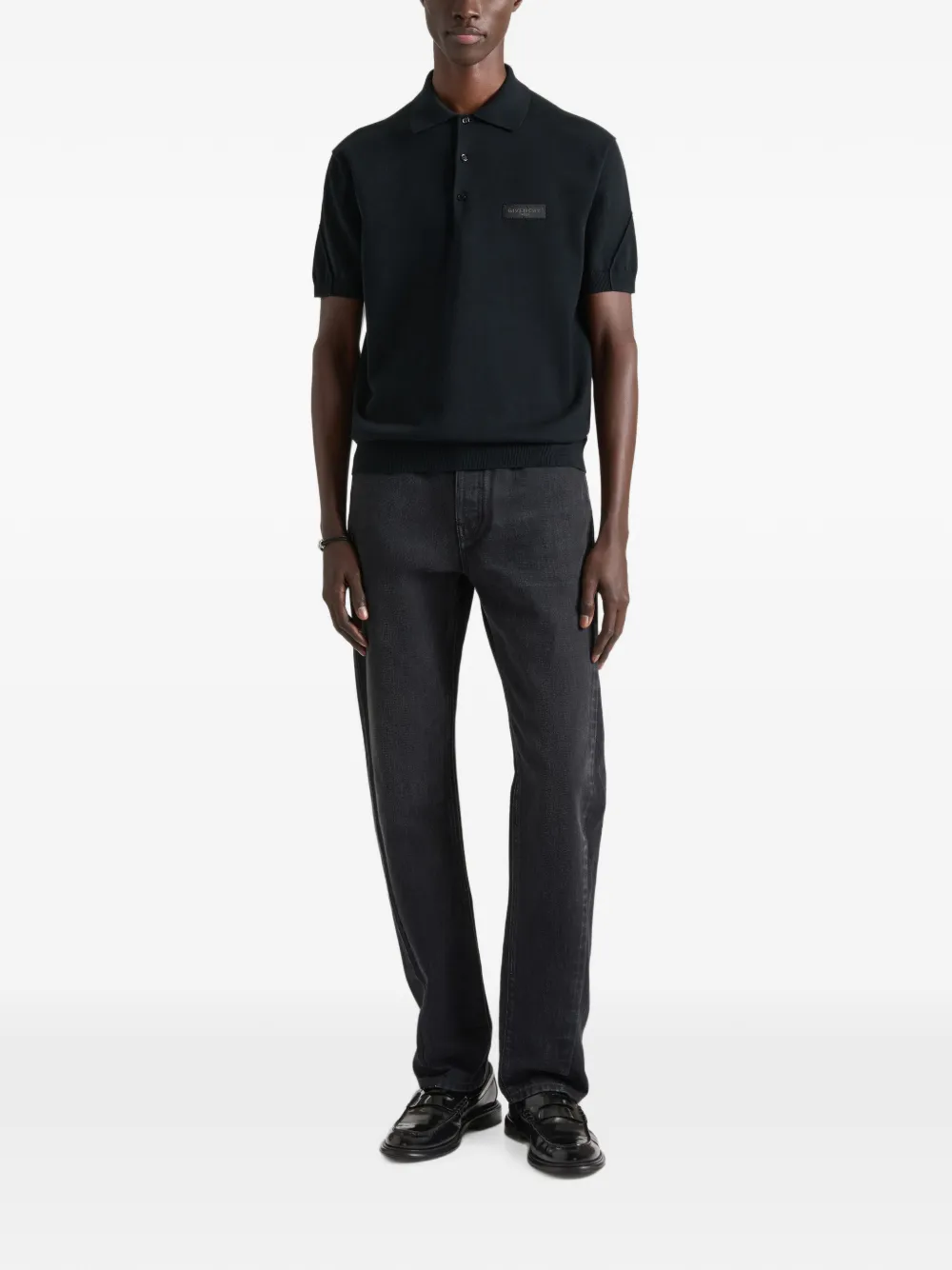 Givenchy Couture Seam katoenen poloshirt met grosgrain-detail Zwart