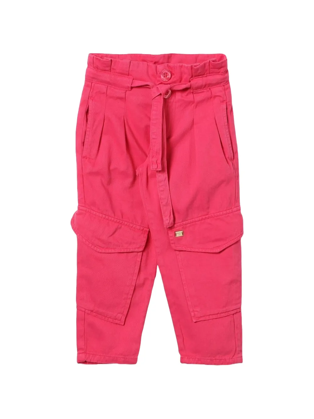 Pinko Kids Cargo broek met ceintuur en paperbag-taille Roze