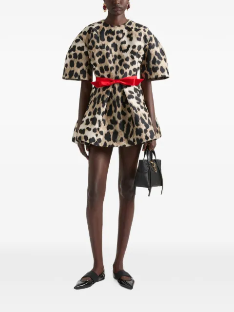 Givenchy vestido corto Cocoon con lazo y motivo de leopardo en jacquard