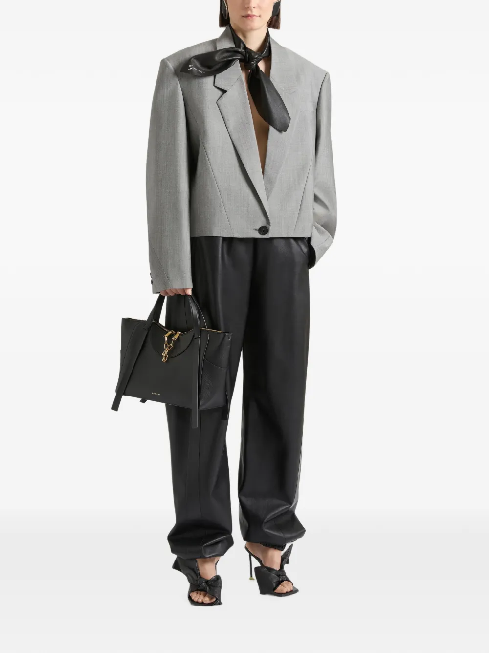 Givenchy Cropped jack van wol en mohair met enkele rij knopen Grijs