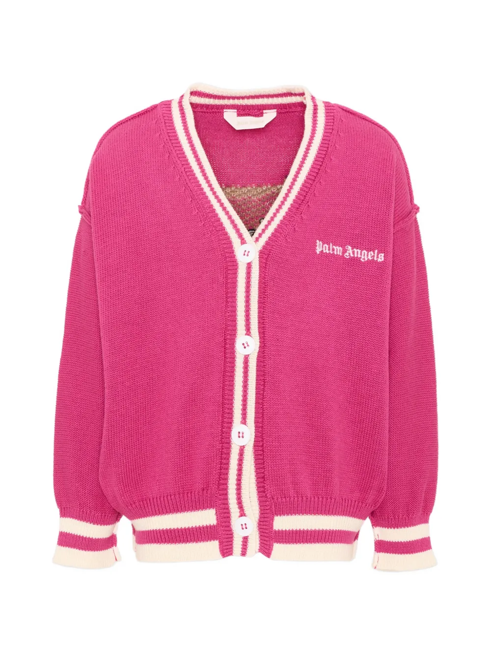 Palm Angels Kids bear-motif logo-embroidered cardigan - Rosa