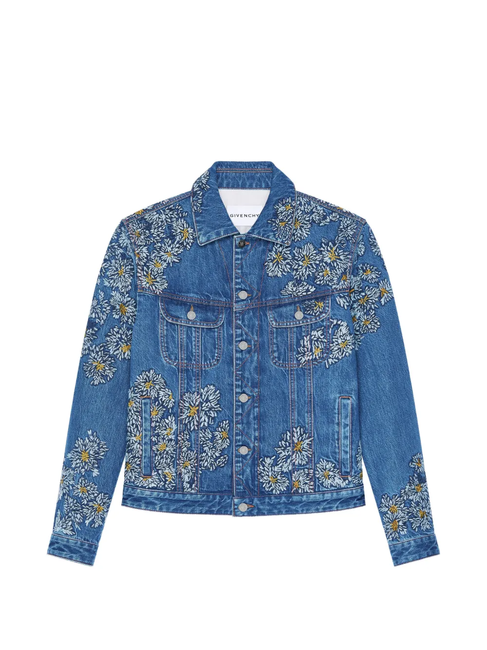 Givenchy Denim jack met Pompom-borduurwerk Blauw