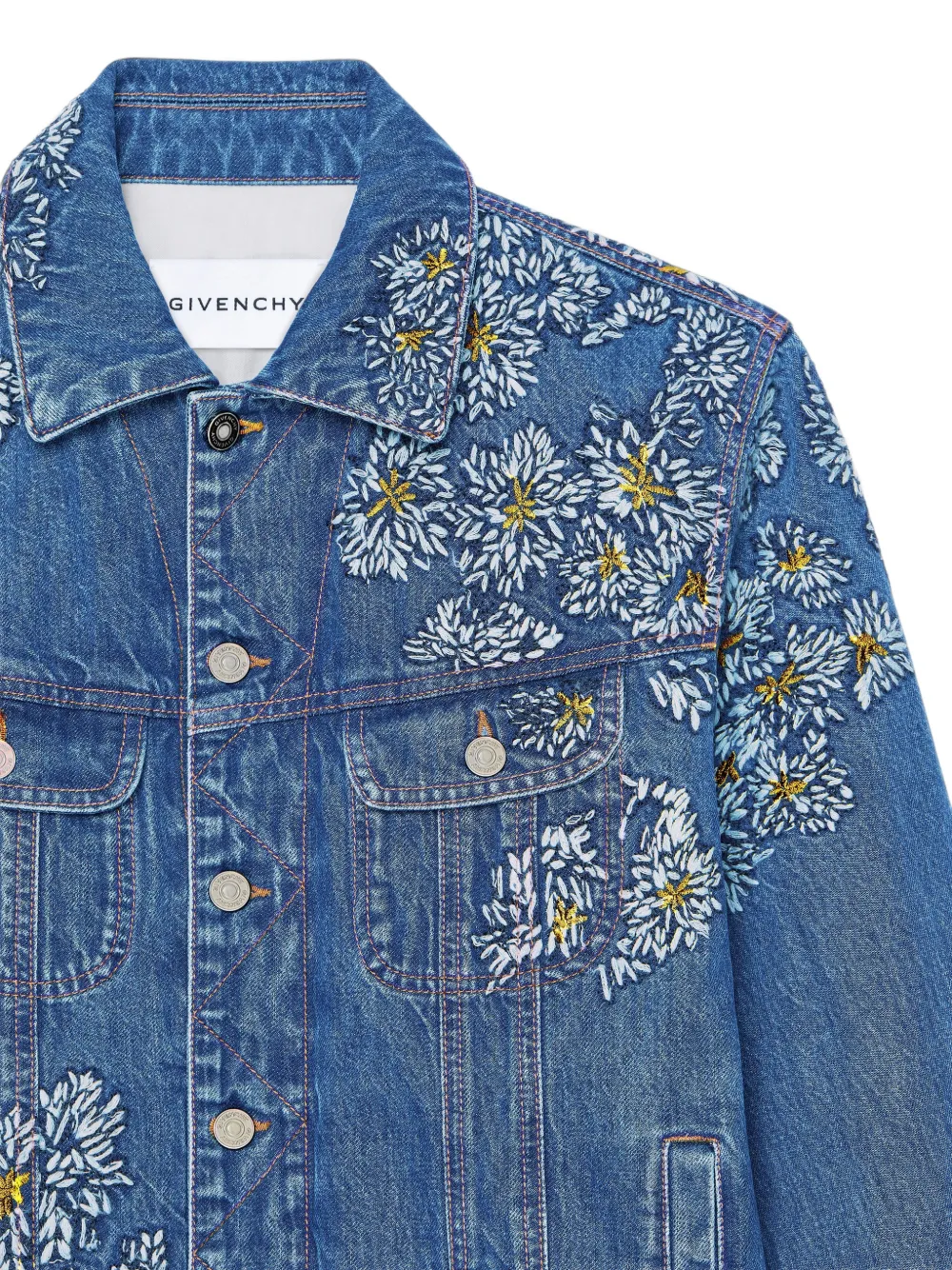 Givenchy Denim jack met Pompom-borduurwerk Blauw