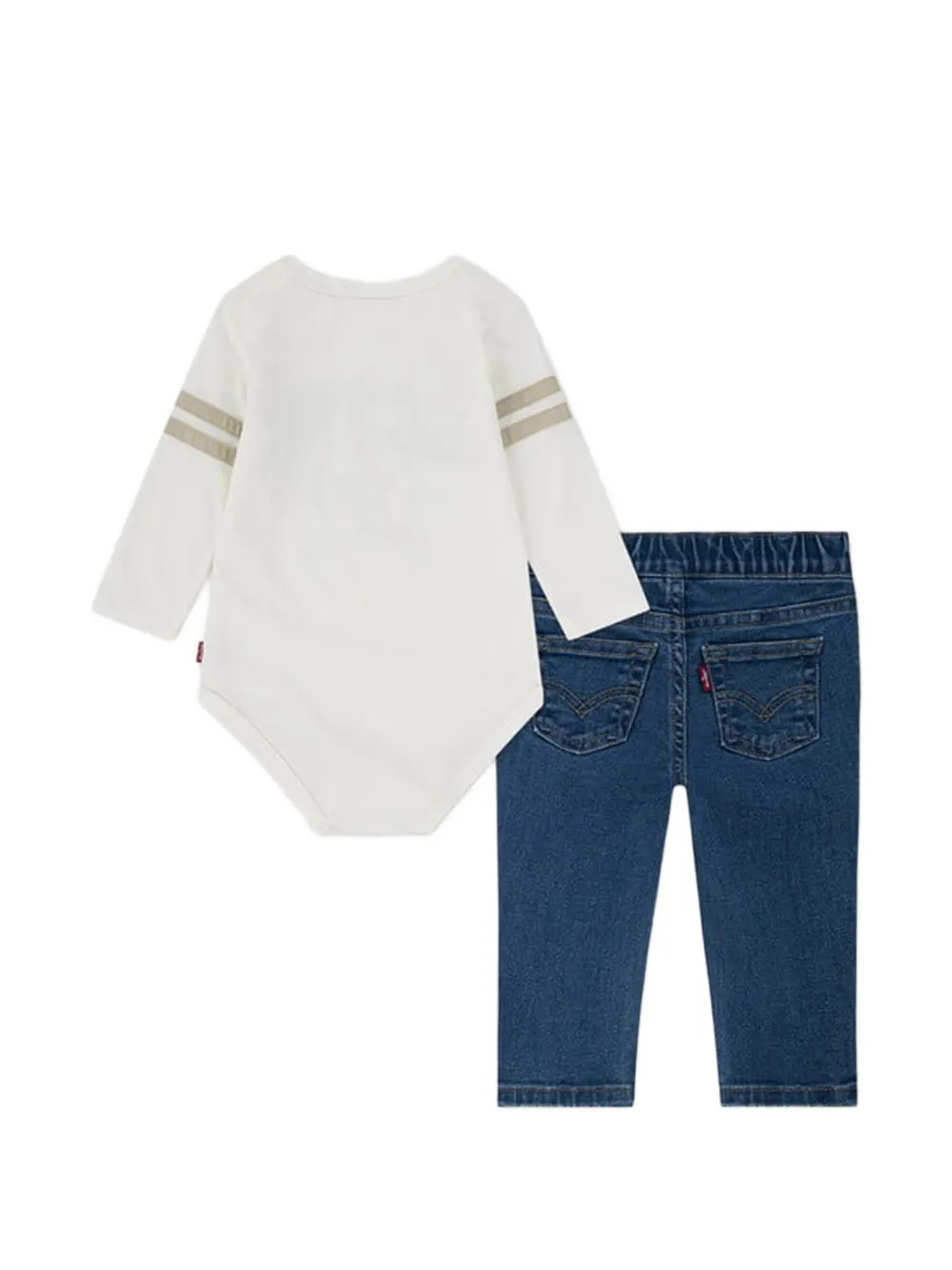 Levi's Kids Tweedelige set met romper en jeans met print Wit