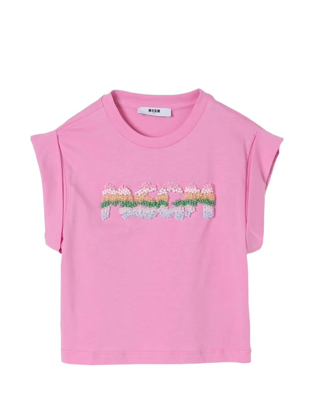 MSGM Kids T-shirt con risvolto sulle maniche - Rosa