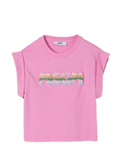 MSGM Kids t-shirt en coton à manches retroussées