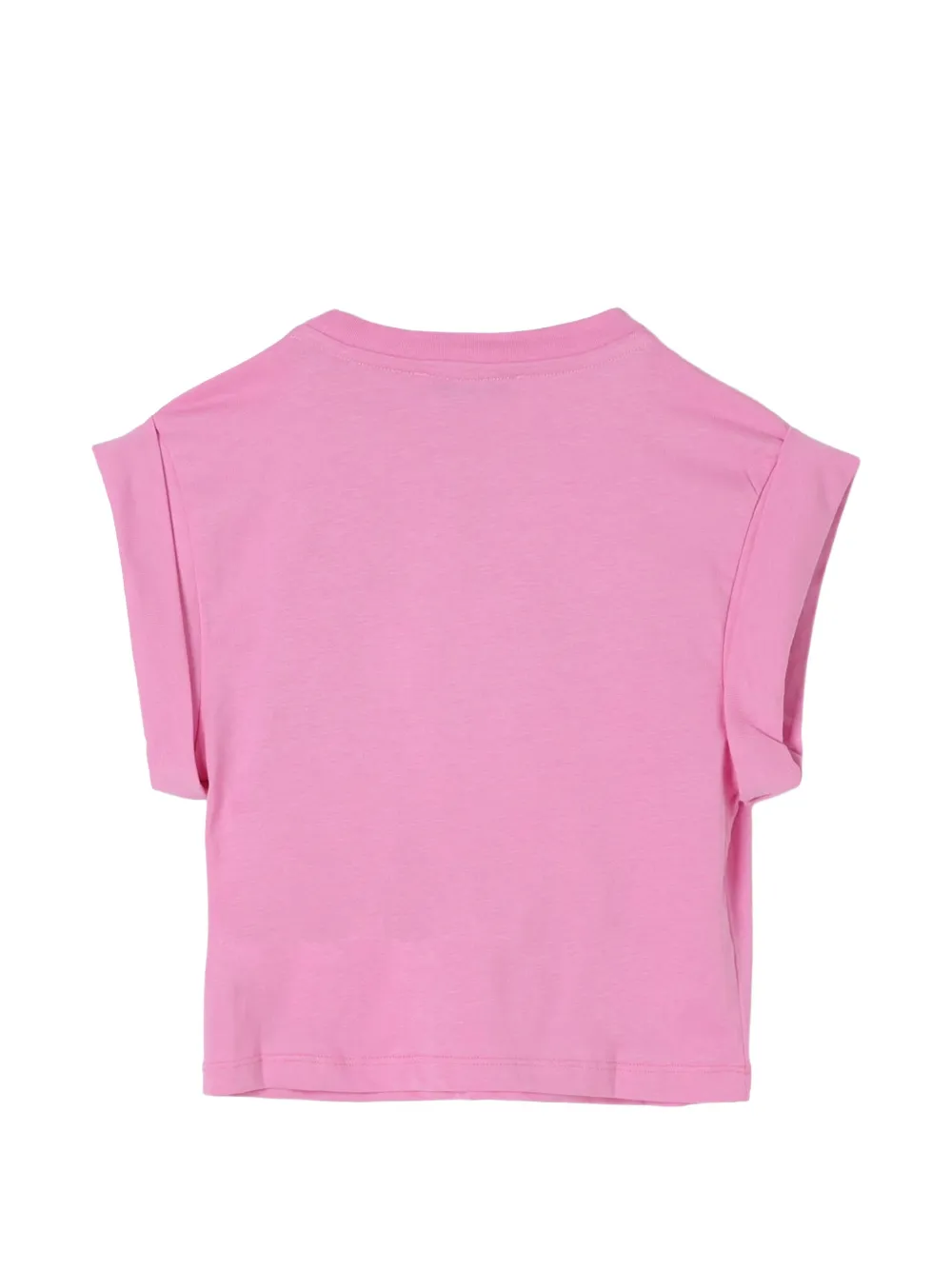 MSGM Kids Katoenen T-shirt met opgerolde mouwen Roze