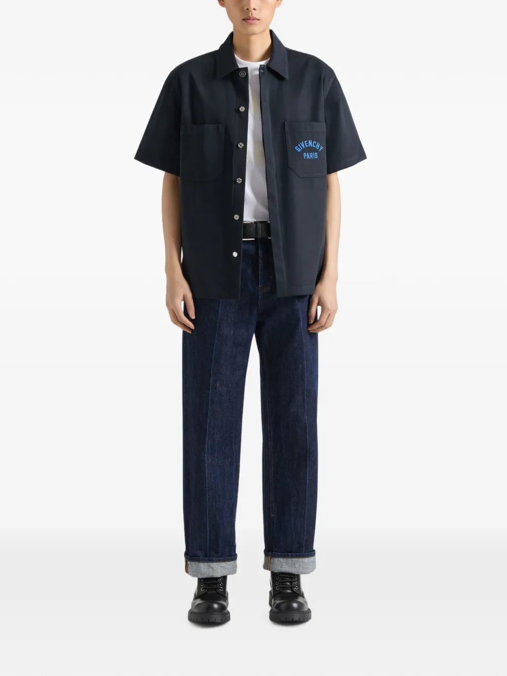 Givenchy Katoenen twill overhemd met Paris opgestikte zak Blauw