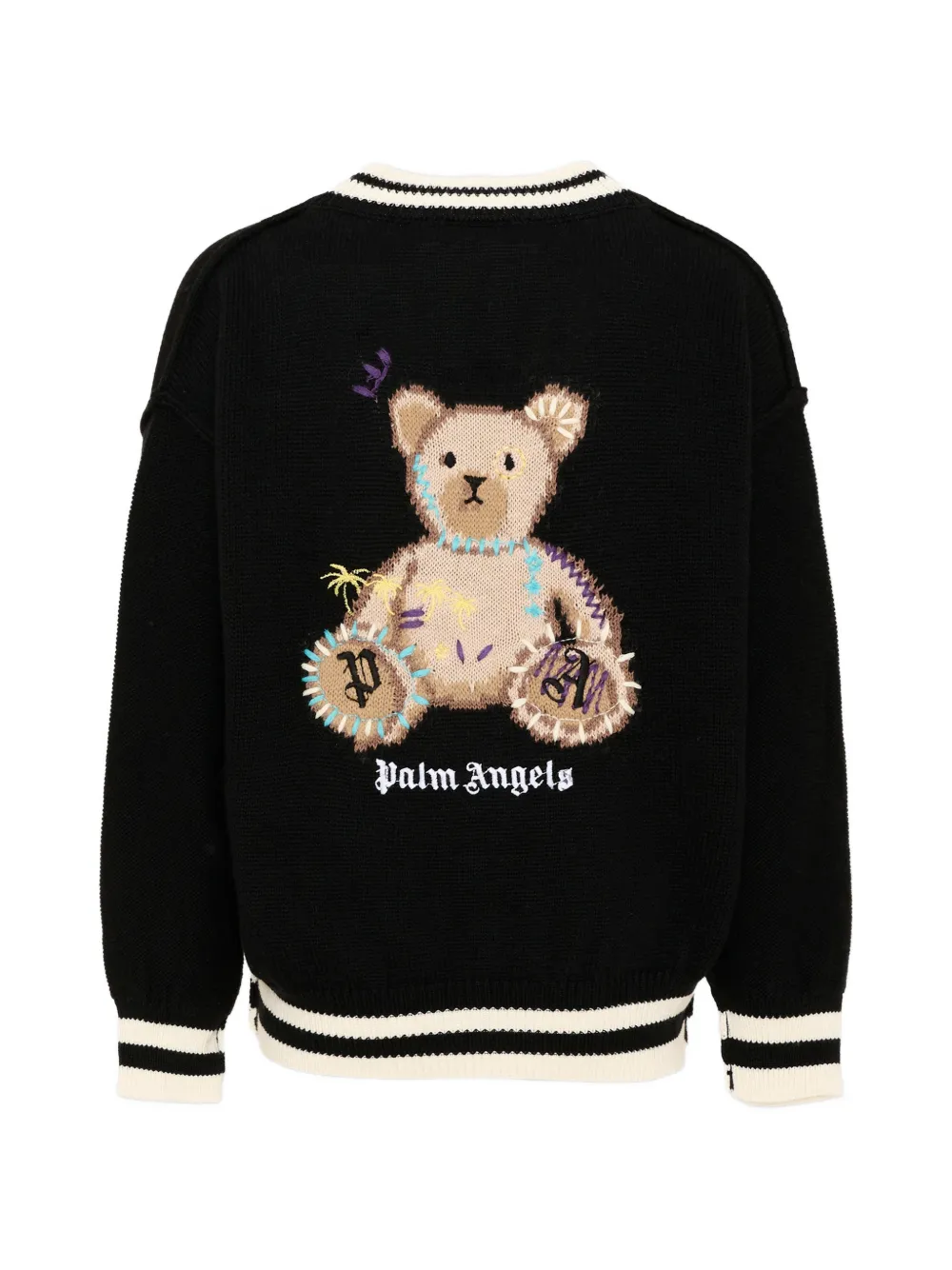 Palm Angels Kids Vest met beer-borduurwerk en gestreepte afwerking Zwart