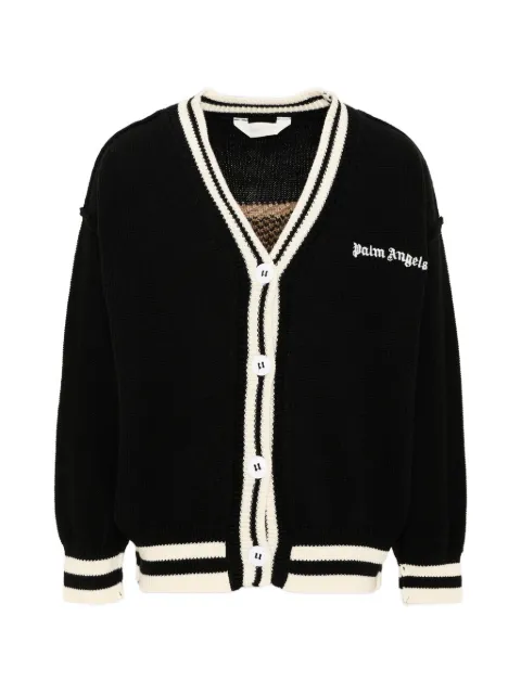 Palm Angels Kids cárdigan con oso bordado y ribete a rayas